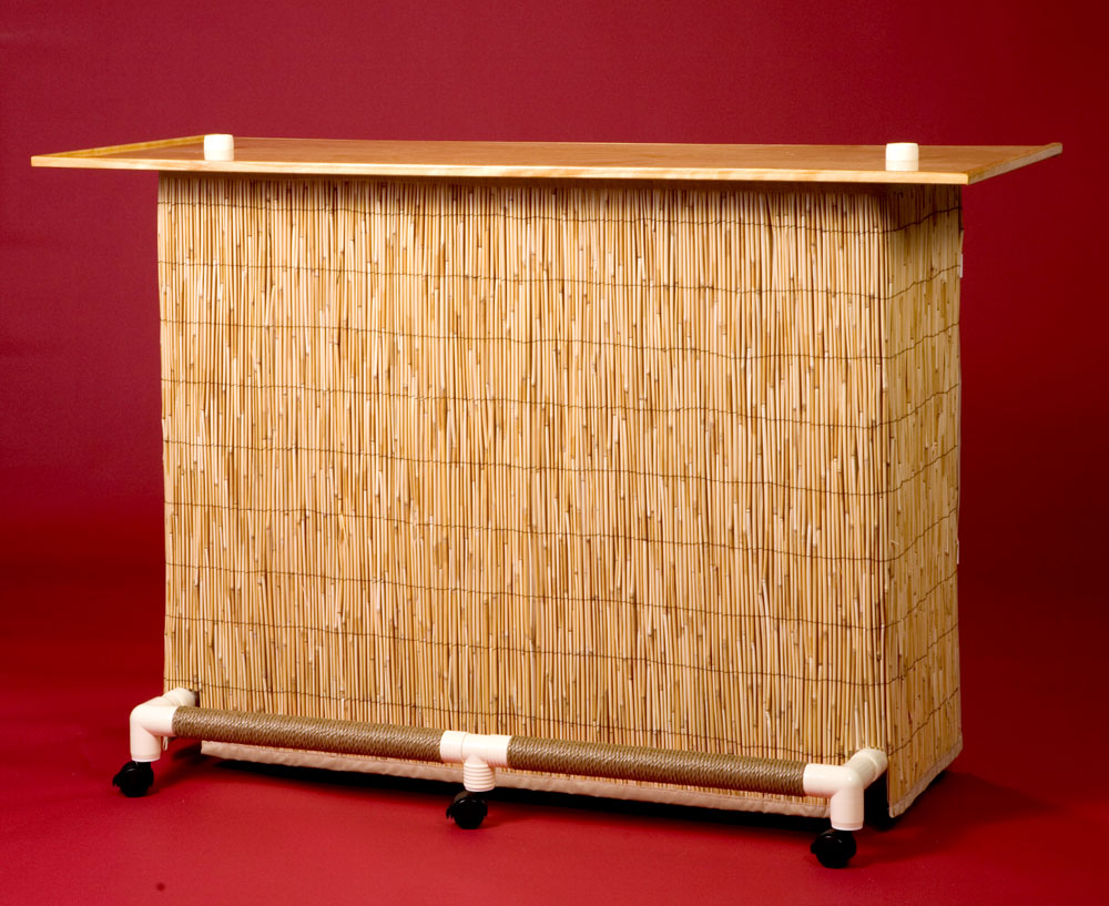 Tiki Bar Features - Natural Reed Bar Skirt with Vinyl Backing